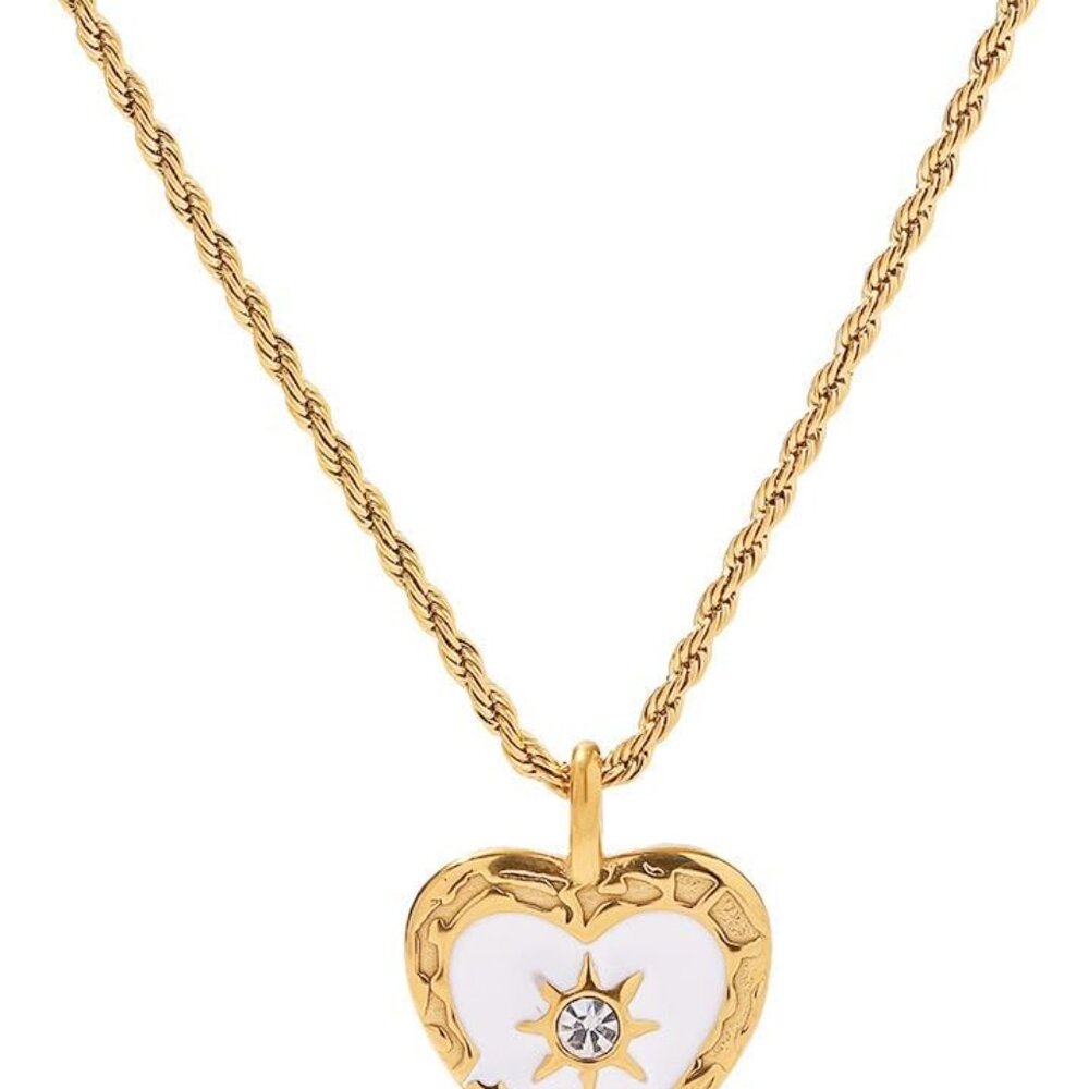 Women Gold Dianty Necklace Sun Crescent Moon Star Evil Eye Lock Lovely Heart Flo